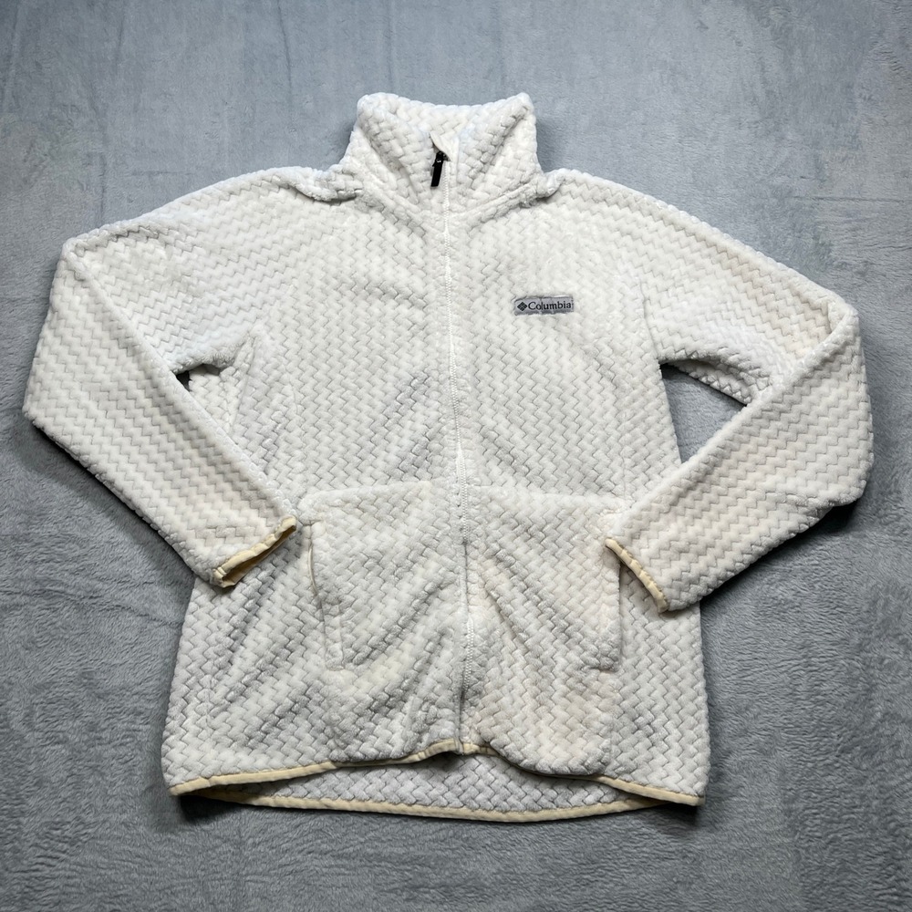 Columbia Fire Side II Sherpa Fleece Jacket Womens White Full Zip Small